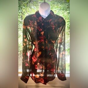 Floral Sheer Black Dress